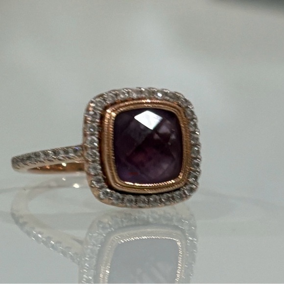 Genuine diamond ring with amethyst gem - Picture 3 of 7